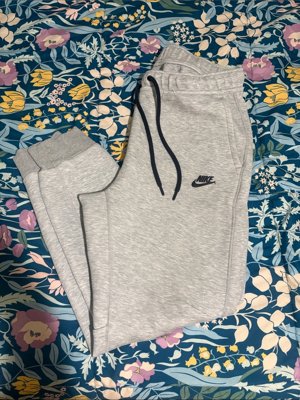 Nike TECH Light Gray Sweat Joggers with Black Drawstrings